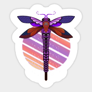 Dragonfly Flying Over the Sun Sticker